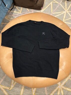 Quince Men's Black Crewneck Sweater with logo